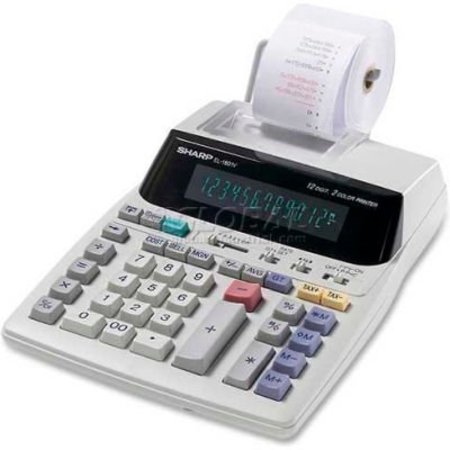 SHARP ELECTRONICS Sharp® 12-Digit Calculator, EL1801V, 2 Color Printing, 7-1/2" X 10-1/4" X 2-1/2", Grey EL1801V